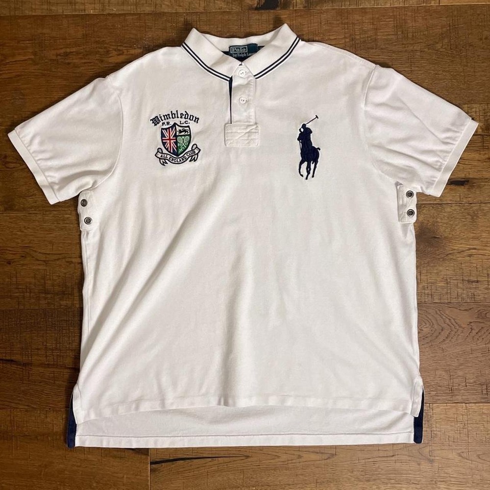 Ralph Lauren Polo Mens XXL White Preppy Wimbledon 2012 Big Pony Rugby Shirt